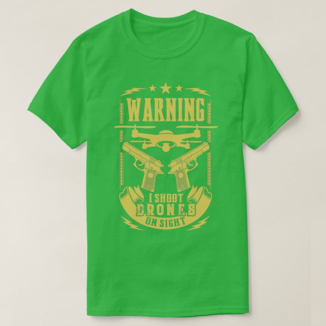 Varning! Skjut upp drönare på antidroningskantlinj T Shirt (Design framsida)