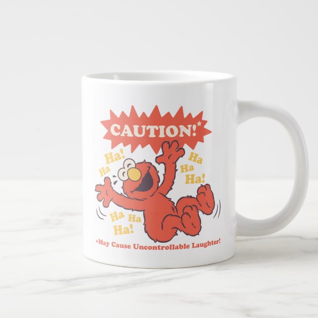 Varning Skrattande Elmo Framför Jumbo Mugg (Höger)