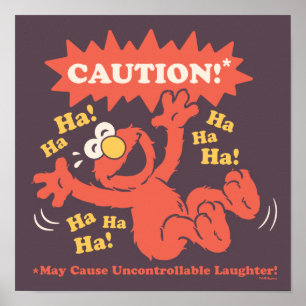 Varning Skrattande Elmo Framför Poster