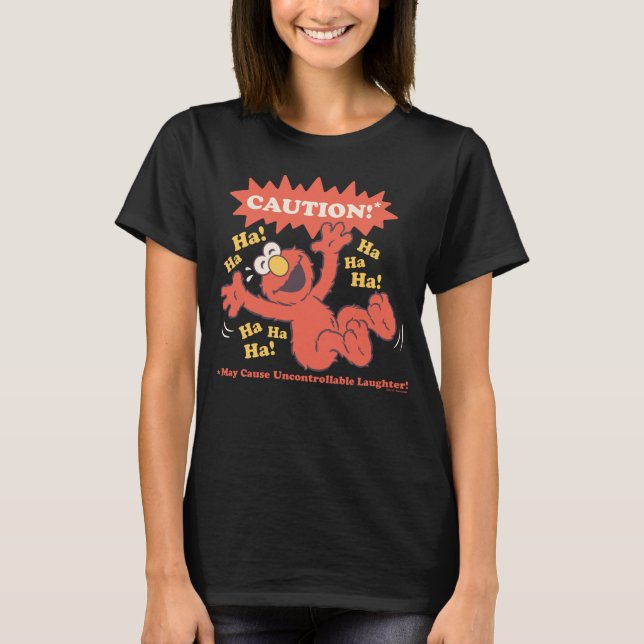 Varning Skrattande Elmo Framför T Shirt (Framsida)
