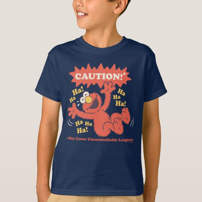 Varning Skrattande Elmo Framför T Shirt (Framsida)