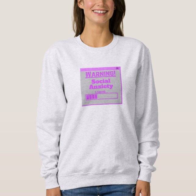 Varning Social Ångest Rosa Laddningsflik  T Shirt (Framsida)