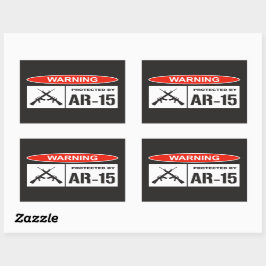 Varning som skyddas av AR-15 Home Business Rektangulärt Klistermärke