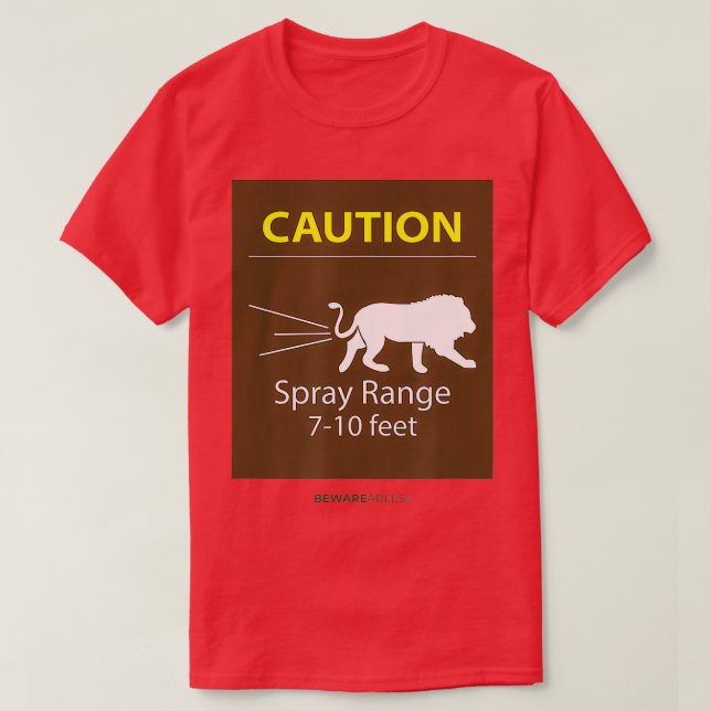 Varning, sprejintervall 7-10 ft, lustigt zoo-djurp t shirt (Design framsida)