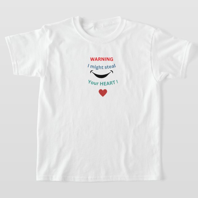 Varning! Stala ditt hjärta, roligt Gift för barn T Shirt (Laydown)