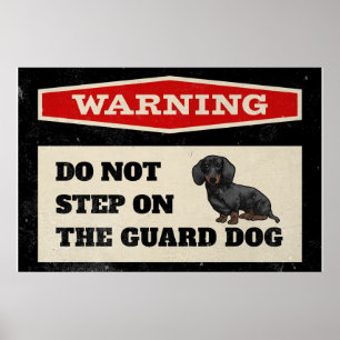 Varning steg inte på Hund för skydd Poster