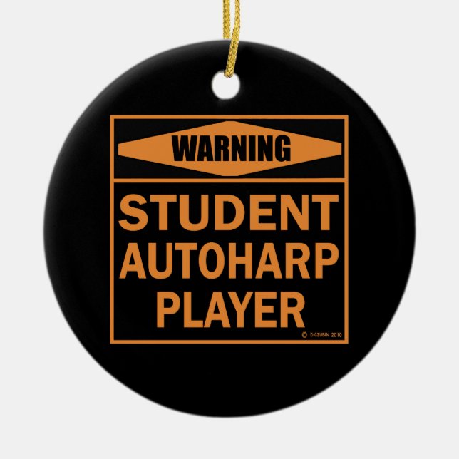Varning! Student Autoharp Player! Julgransprydnad Keramik (Framsidan)