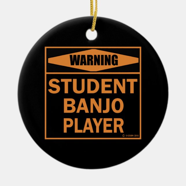 Varning! Student Banjo Player! Julgransprydnad Keramik (Framsidan)