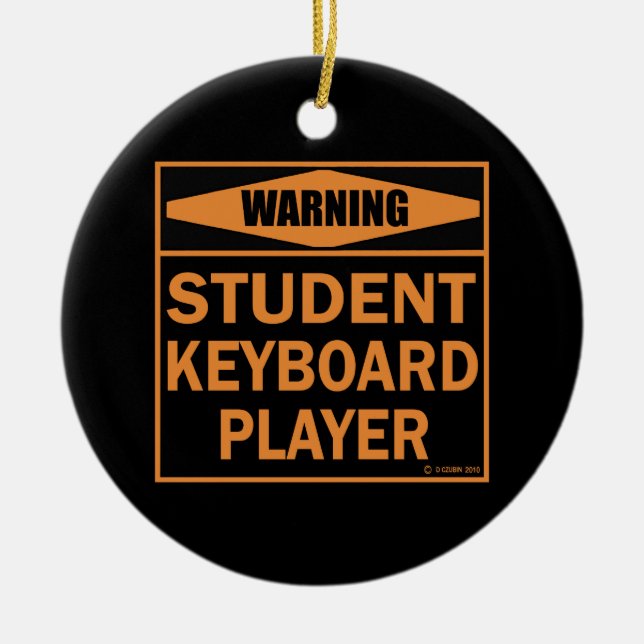 Varning! Student Tangentbord Player! Julgransprydnad Keramik (Framsidan)