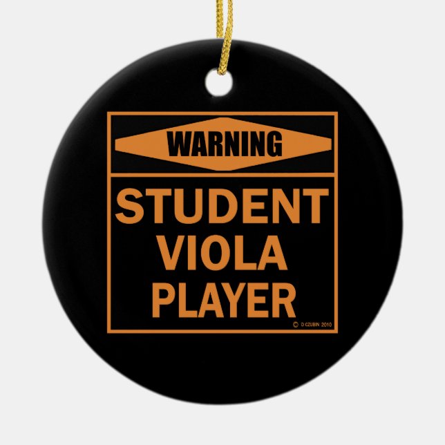 Varning! Student Viola Player! Julgransprydnad Keramik (Framsidan)
