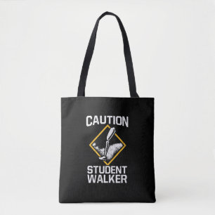 Varning Student Walker Amputation Leg Disability Tygkasse