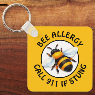Varning Svår BEE-allergi larmknapp Nyckelring