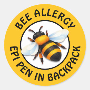 Varning Svår BEE-allergi larmknapp Runt Klistermärke