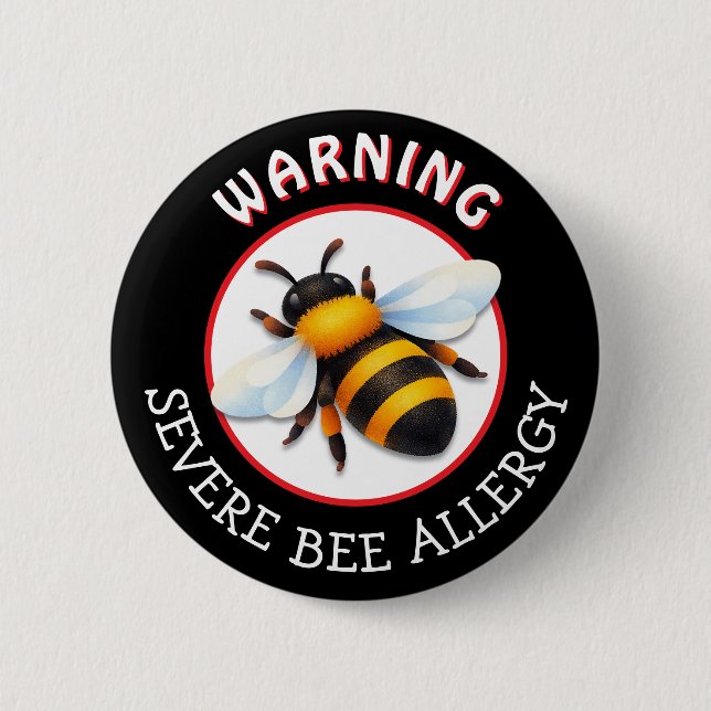 Varning Svår BEE-allergi Varningsknapp Knapp (Framsida)