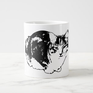 Varning Tabby katt Bläck Porträtt Mugg Jumbo Mugg