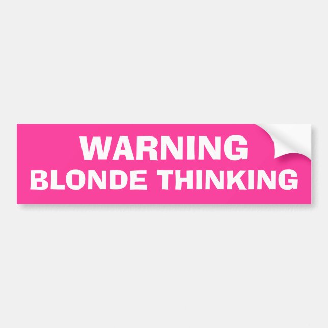 Varning - tänkande blondin bildekal (Framsidan)