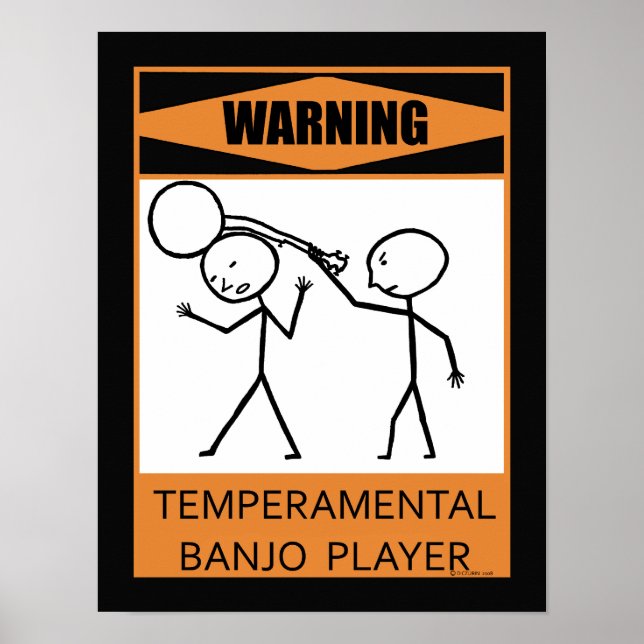 Varning Temperbasic Banjo Player Poster (Framsidan)