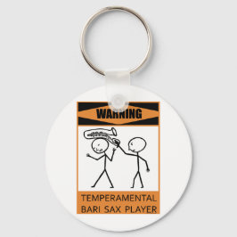 Varning Temperbasic Bari Sax Player Nyckelring