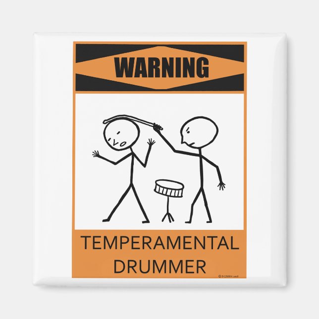 Varning Temperbasic Drummer Magnet (Framsidan)