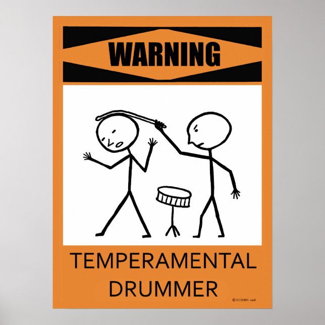 Varning Temperbasic Drummer Poster (Framsidan)