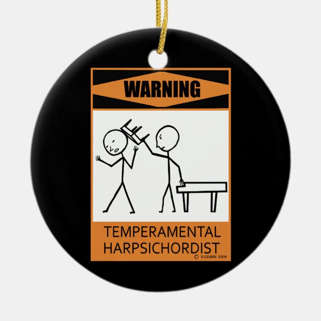 Varning! Temperbasic Harpsichord Player Julgransprydnad Keramik (Framsidan)