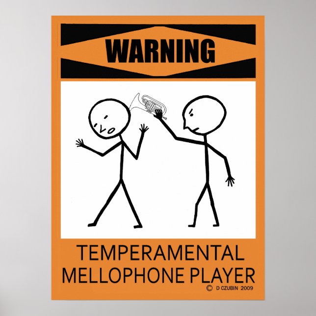 Varning Temperbasic Mellophone Player Poster (Framsidan)