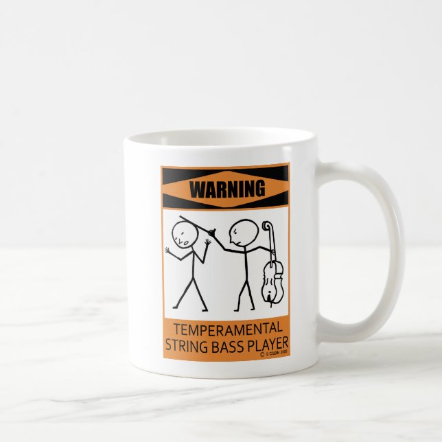 Varning Temperbasic String Bass Player Coffee Mu Kaffemugg (Höger)