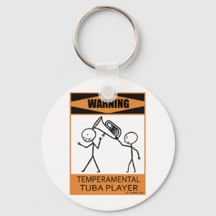 Varning Temperbasic Tuba Player Nyckelring
