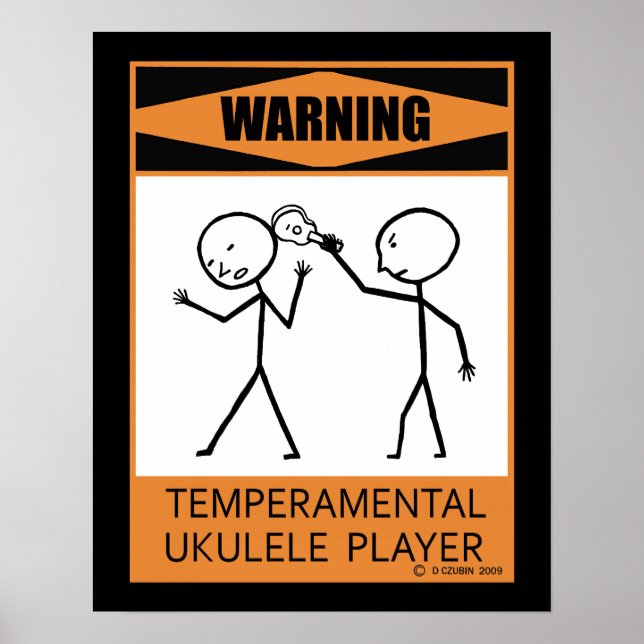 Varning Temperbasic Ukulele Player Poster (Framsidan)