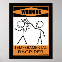 Varning Temperfundamental Bagpiper Poster