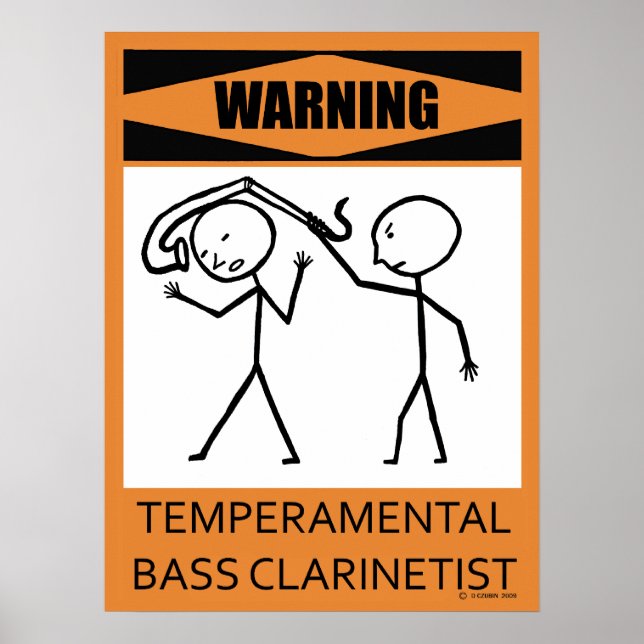 Varning Temperfundamental Bass Clarinetist Poster (Framsidan)
