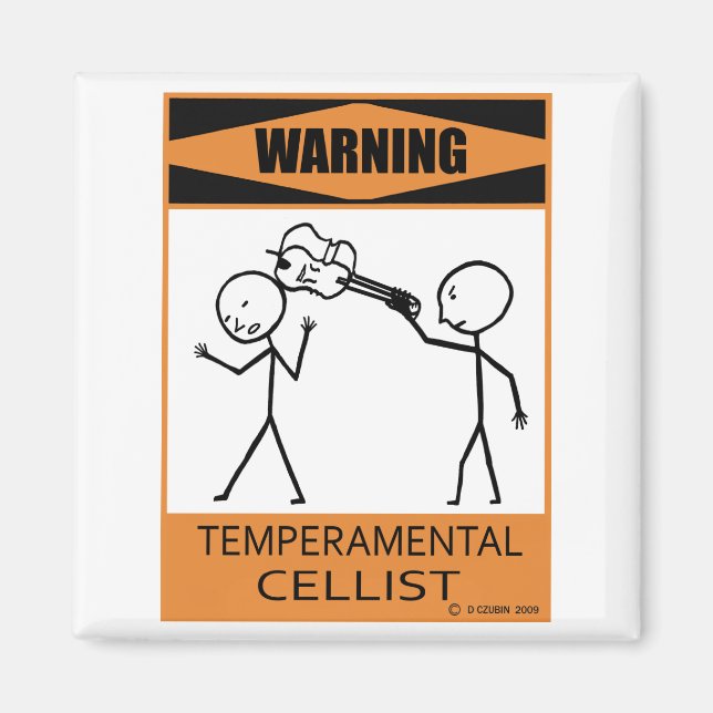 Varning - Temperfundamental Cellist Magnet (Framsidan)
