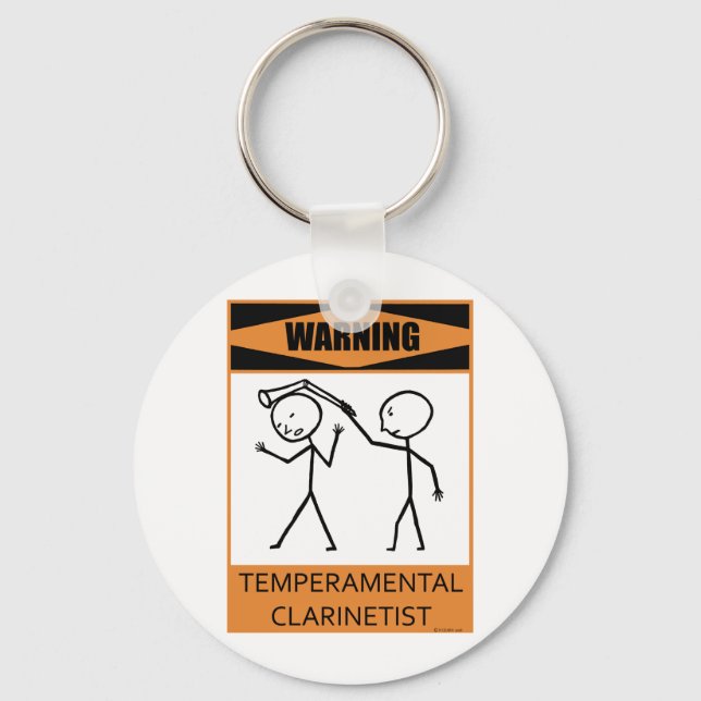 Varning Temperfundamental Clarinetist Nyckelring (Framsida)