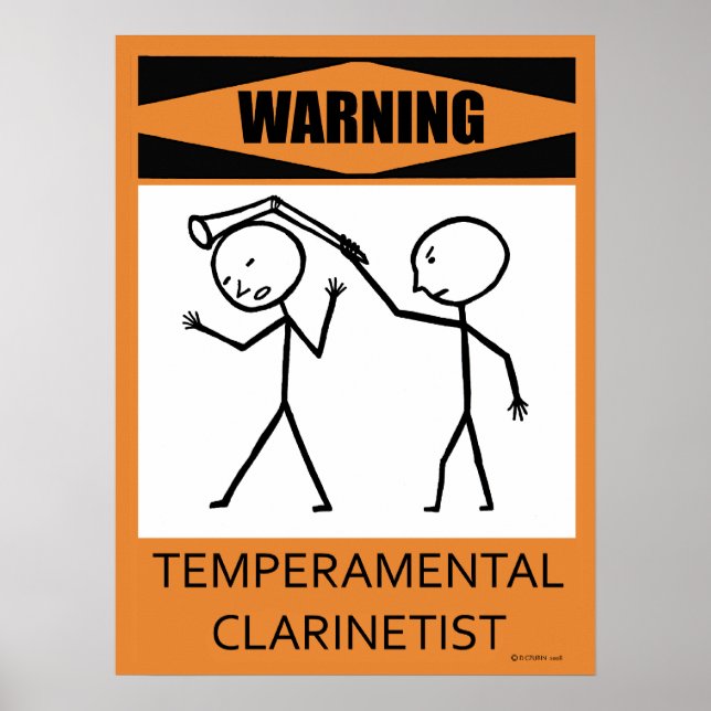 Varning Temperfundamental Clarinetist Poster (Framsidan)