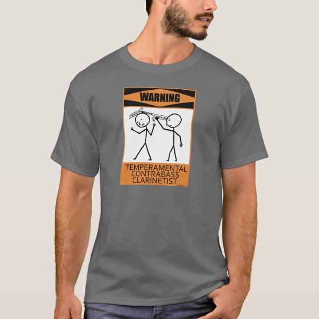 Varning Temperfundamental Contrabass Clarinetist Tee Shirt (Framsida)