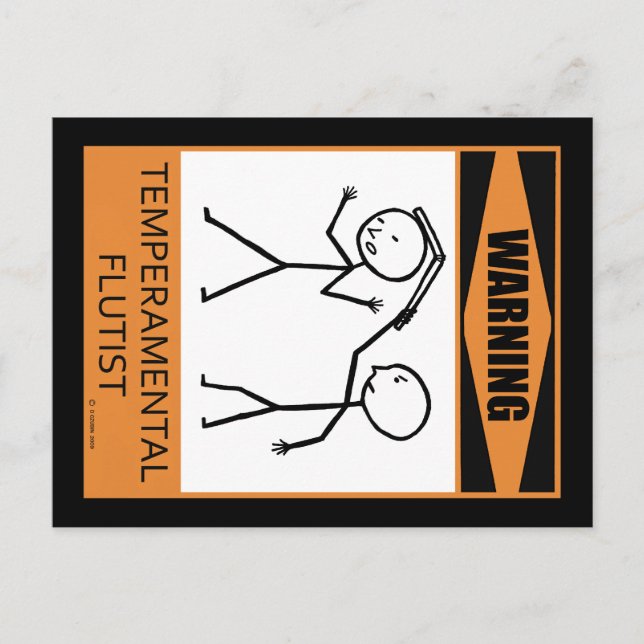 Varning! Temperfundamental Flutist Vykort (Framsida)