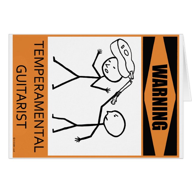 Varning Temperfundamental Guitarist Hälsningskort (Framsidan Horizontal)