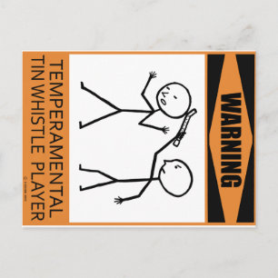 Varning Temperfundamental Tin Whistle Player Vykort