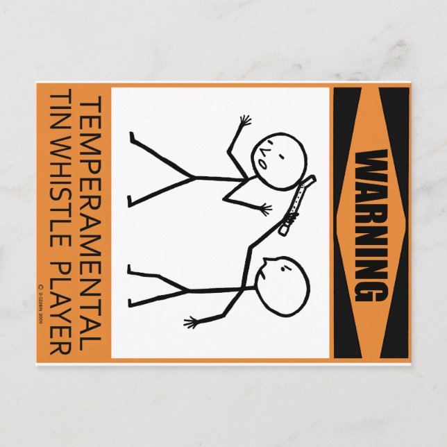 Varning Temperfundamental Tin Whistle Player Vykort (Framsida)