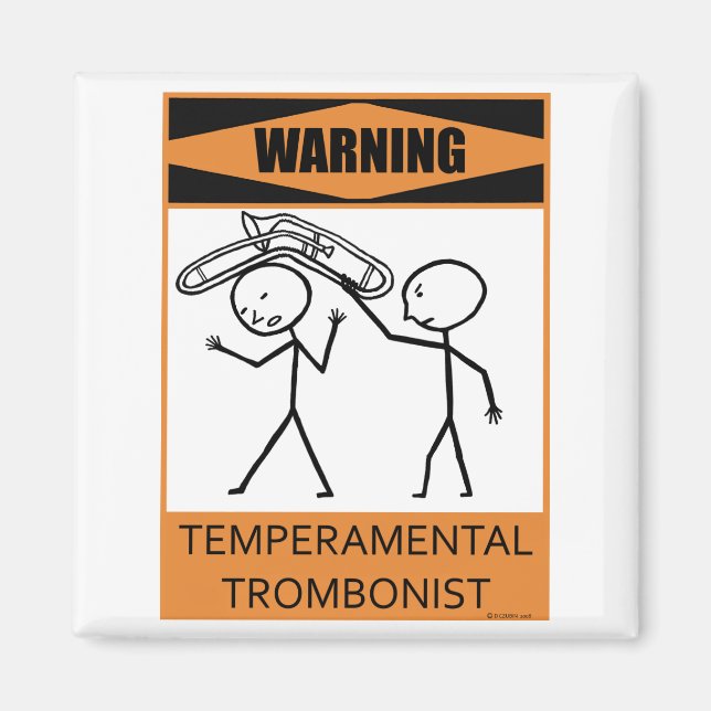 Varning Temperfundamental Trombonist Magnet (Framsidan)