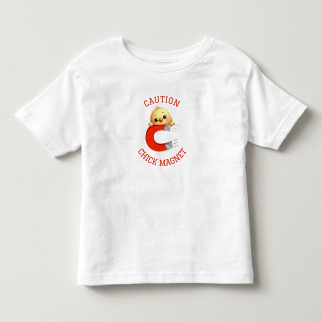 Varning Tjej Magnet Pojkar  T Shirt (Framsida)