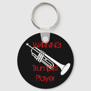 Varning! Trumpet Player-nyckelkedja Nyckelring