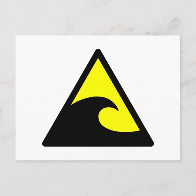 Varning Tsunami Wave Sign Vykort (Framsida)