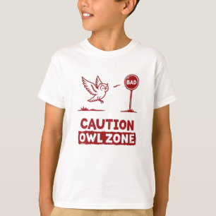 Varning Uggla Zon - Uggla T-Shirt-design i lekfull T Shirt