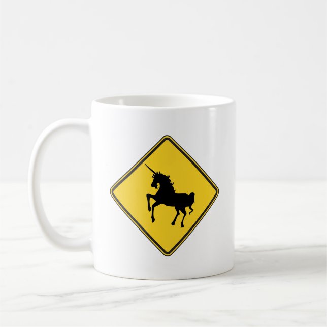 Varning Unicorns Coffee Mugg (Vänster)