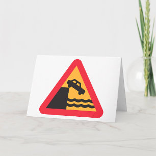 Varning Vatten Ahead Road Sign Greeting Cards Kort