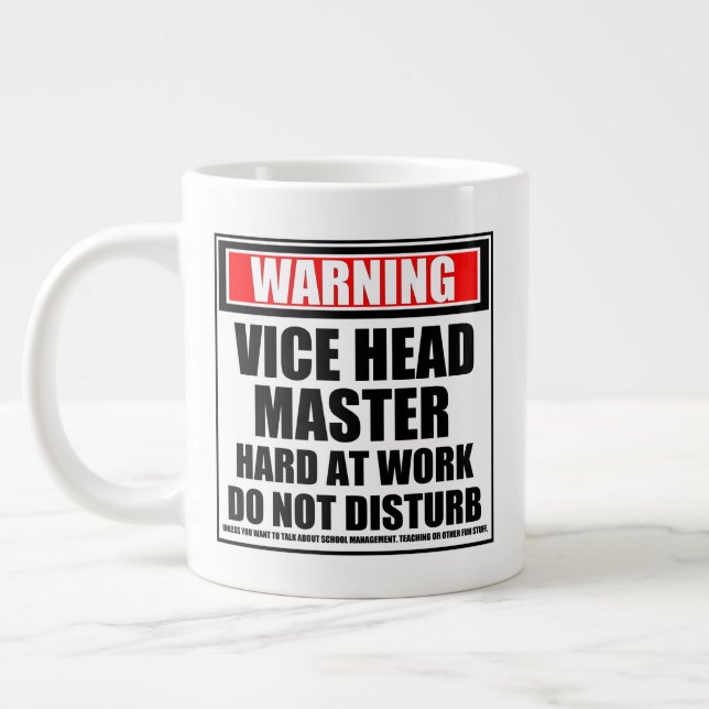 Varning Vice Headmaster hard in Work (huvudvärk på Jumbo Mugg (Vänster)
