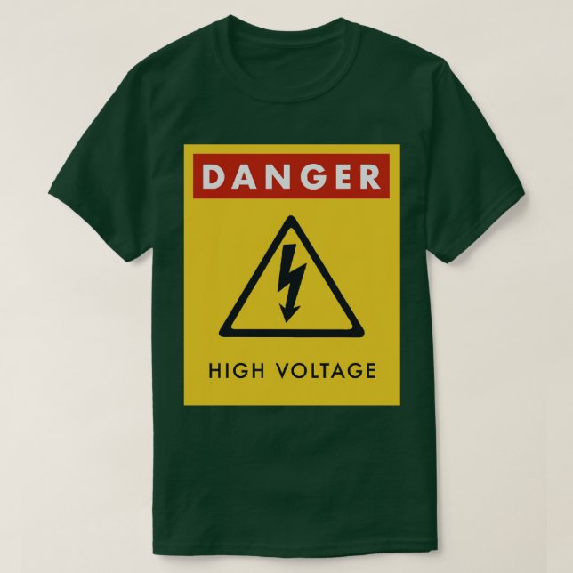 Varning vid högspänningsskyltfara t shirt (Design framsida)