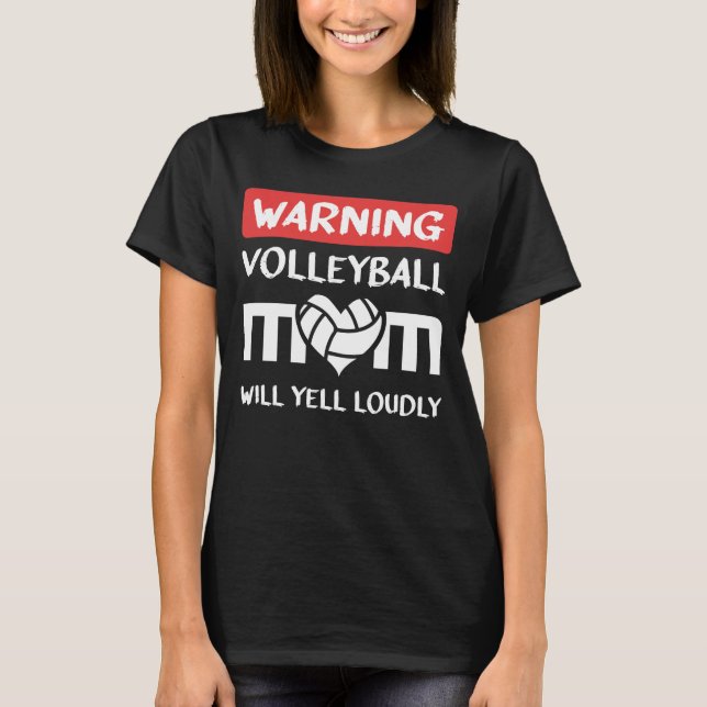 Varning Volleyball Mamma kommer att gula högt T Shirt (Framsida)