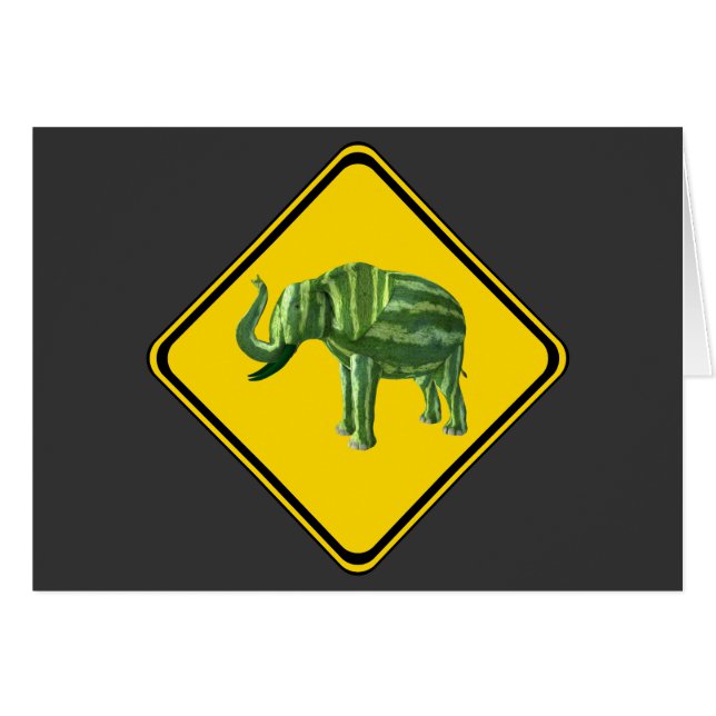 Varning: Watermelon Elephant Crossing! Hälsningskort (Framsidan Horizontal)